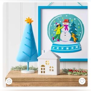 NWT snowman snow globe framed wall decor